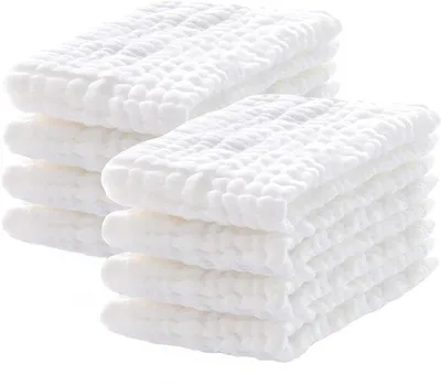 Immagine prodotto di Set di 8 bavaglini in mussola per neonati Unyqoos® – 100% cotone di mussola, a 6 strati, extra morbidi e assorbenti, 27 x 50 cm, ideali come bavaglini e salviette, lavabili a 40°C, confezione regalo