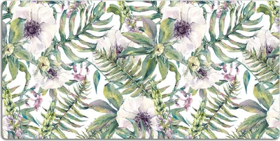 Produktbild von Schreibtischmatte Tischunterlage 120x60 cm Mauspad - weiße Blumen