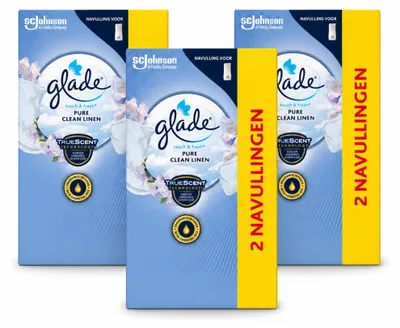Obrázok produktu pre 3 kusy náplne Glade Touch & Fresh Pure Clean Linen – 10 ml – výhodný balík