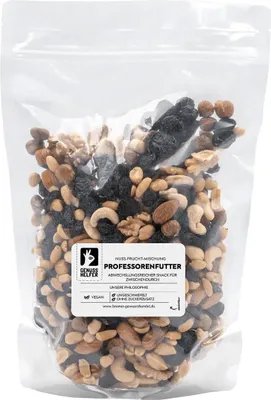 Produktbild von Professorenfutter, besondere Nussmischung mit Trockenfrüchten, ungeschwefelt & ohne Zuckerzusatz, 1kg
