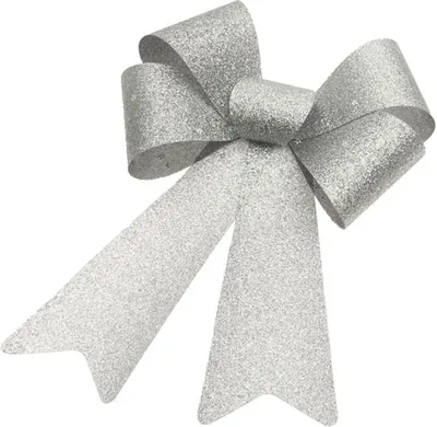 Produktbild von Schleife Silber Glitzer Groß 23 x 40 cm -