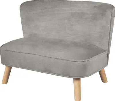 Produktbild von roba Kindersofa „Lil Sofa“, bequeme Kindercouch, stabile Holzfüße, Samtstoff grau