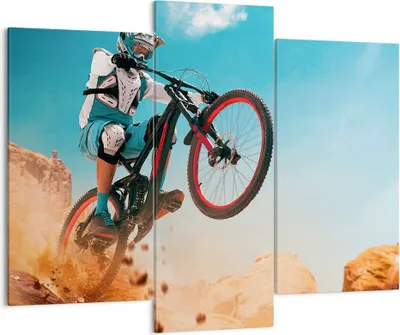 Produktbild von Bild auf Leinwand - Leinwandbild - Fahrrad Sport Helm - 130x100cm - Wand Bild - Wanddeko - Leinwanddruck - Bilder - Kunstdruck - Wanddekoration - Leinwand bilder - Wandkunst - CB130x100-4098