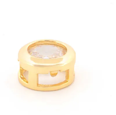 Produktbild von Vintageparts Schiebeperle Messing Goldfarben mit Zirkonia 9 mm 1 Stück