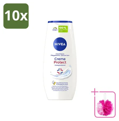 Image de 10 x Gel douche crème NIVEA Protect & Dexpanthenol - 250 ml - Pack économique - 10 pièces