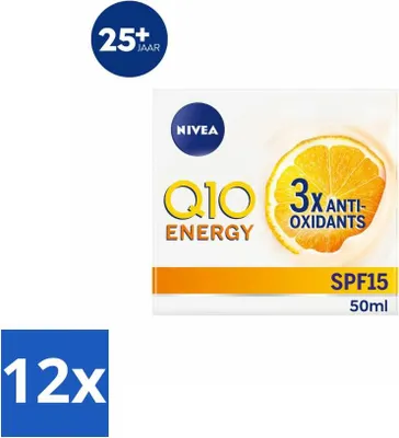 Image de NIVEA - Q10 Energy Crème de Jour - Crème Anti-Rides - Peau normale & fatiguée - FPS 15 - Avec Vitamine C & Q10 - 50 ml - Pack Avantage - 12 pièces