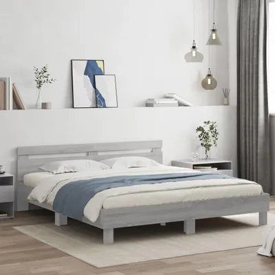 Obrázok produktu pre vidaXL Rám postele s čelom a LED osvetlením Grey Sonoma