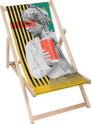 Immagine prodotto di Sdraio pieghevole in legno Dreamroots, fino a 130 kg, sdraio pieghevole con regolazione dell'inclinazione dello schienale in 3 fasi, Donna Vintage con Drink