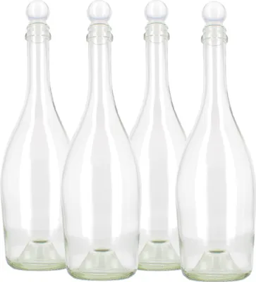 Immagine prodotto di BELLEROFONTE Bottiglia di vetro blu per acqua 750 ml con tappo a pressione, 4 pezzi