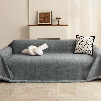 Immagine prodotto di Copridivano 3/4 posti, colore grigio, tessuto chenille, dimensioni 230x300 cm