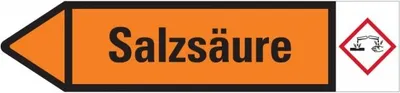 Produktbild von Dreifke® Aufkleber I RKZ-Etikett Salzsäure, links, orange/schwarz, ab 90mm Ø,...