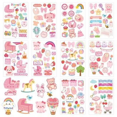 10 Baby-Stickerbögen für Scrapbooking, niedliche Motive, 19x13 cm