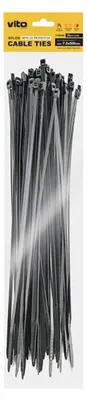 Productafbeelding van VITO Kabelbinder 7.0x500mm - Zwart - Met UV-bescherming -sfolie 25 stuks in blisterverpakking Kunststof Kabelklem - Kabelbinder - Tieraps