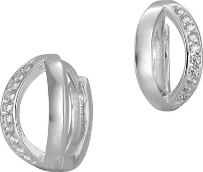 Image de SilberDream Créoles 14 mm blanches Boucles d'oreilles Argent sterling Zircone Femmes D2SDO420W