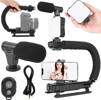 Obrázek produktu pro Sada pro vlogging, nahrávání videa, stativ, mikrofon, držák telefonu