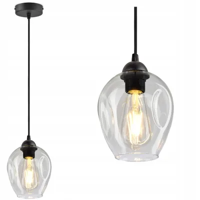 Produktbild von Luxolar Led Pendelleuchte Glasschirm Transparent E27 60W - Deckenlampe wohnzimmer, schwarz metall