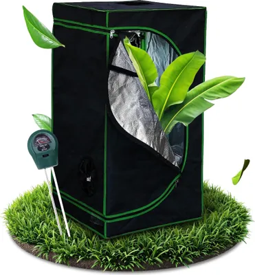 Image de Boîte de culture hydroponique 60 x 60 x 180 cm avec tente, film réfléchissant et humidimètre