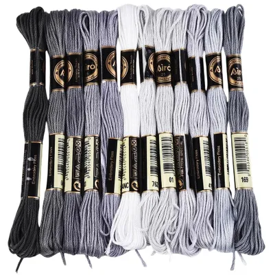 Stickgarn-Set, 105 Yards, Grau Verlauf, 12 Stränge, Polyester