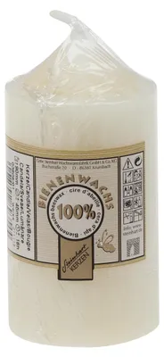 Produktbild von 100% Bienenwachs Stumpenkerze "Struktur" Weiß 90 x Ø 45 mm