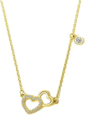 Produktbild von Suzan Gold® 925 Silber Herzkette vergoldet für Damen mit Zirkonia-Herzanhänger im Design Heartspark | Schmuck aus Sterling Silber – hautfreundlich, wasserfest & stilvoll | Geschenk für Frauen