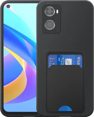 Produktbild von Geeignet für Oppo A36 / A76 / A96 Phone Case mit TPU Kartenhalter - Flexible Back Cover Case Silikon TPU mit Cardslot - Schwarz - Smartphonica