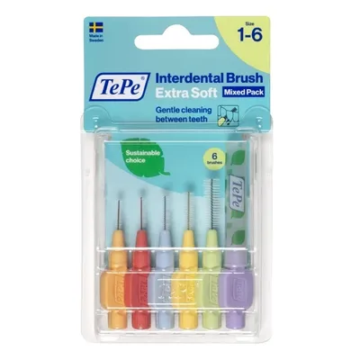 Produktbild von TePe MIX Extra Soft Interdentalbürsten 6 Größen /0,45-1,1mm/ 6 Stk.