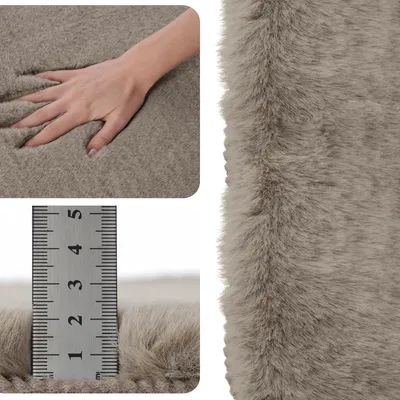 Obrázek produktu pro Koberec Dariana s vysokým vlasem Elegant 60 x 120 cm, béžový – omyvatelný koberec do obývacího pokoje z umělé kožešiny, měkký