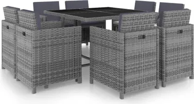 Zdjęcie produktu dla Zestaw mebli ogrodowych Maison Exclusive, 9-elementowy, z poduszkami, wykonany z rattanu syntetycznego, kolor antracytowy