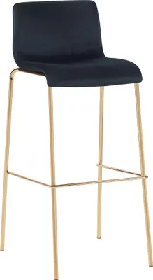 Produktbild von Barhocker TENAR - Samt Schwarz 43x48x100 cm Gold | Barstuhl Mit Lehne Tresenhocker Tresenstuhl Kneipenhocker Kneipenstuhl