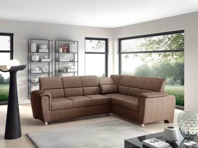 Produktbild von Ecksofa Schlafsofa Sofa SALVADOR Stoff Texas Hellbraun Kurze Schenkel Rechts