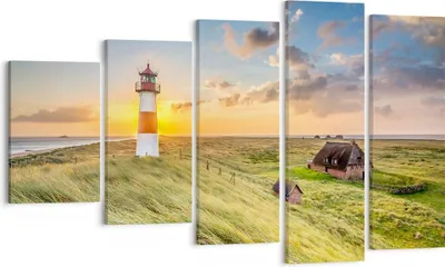 Produktbild von Bild auf Leinwand - Leinwandbild - Leuchtturm Meer - 100x60cm - Wand Bild - Wanddeko - Wandbilder - Leinwanddruck - Bilder - Kunstdruck - Wanddekoration - Leinwand bilder - Wandkunst - EG100x60-3695