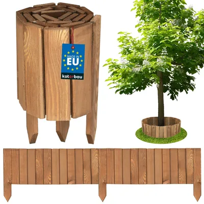 Rolborder 110x20 cm braun Holzzaun Beetumrandung Palisade