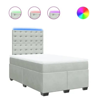 Produktbild von Boxspringbett mit Matratze Hellgrau 120x200 cm Samt