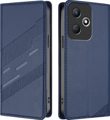 Produktbild von Hülle für Infinix Hot 30 Play NFC, Kunstleder Brieftaschen Handyhülle mit Kartenfach und Standfunktion Blau