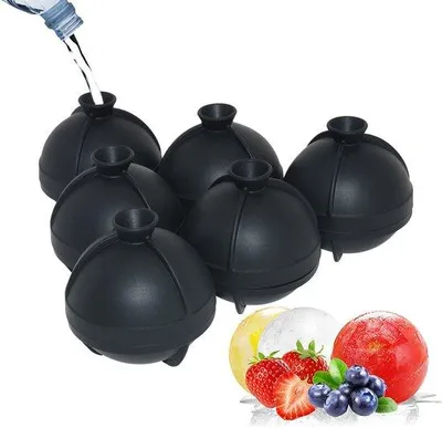 Productafbeelding van Ibenzoa® Siliconen ijsbalvorm – 6 ronde ijskubjes met een diameter van 6 cm, 100% BPA-vrij, geschikt voor contact met voedsel, met afneembaar deksel, vaatwasmachinebestendig – ideaal voor whisky en cocktails (6)