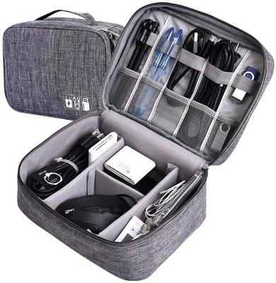 Produktbild von Reisetasche - Ladekabel Organizer - Ordnung und Schutz - Elektronik Zubehör - Unterwegs Organisiert - Wasserdicht - Grau