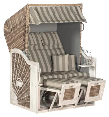 Produktbild von Sonnenpartner Rustikal 285 Z Sun Edition 2-Sitzer Strandkorb 3/4 Liegemodell mix-brown