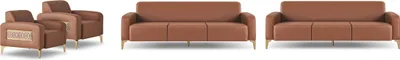 Produktbild von Sofagarnitur Braun Sofas 3-Sitzer Modern Sessel Komplett Sitzmöbel Leder