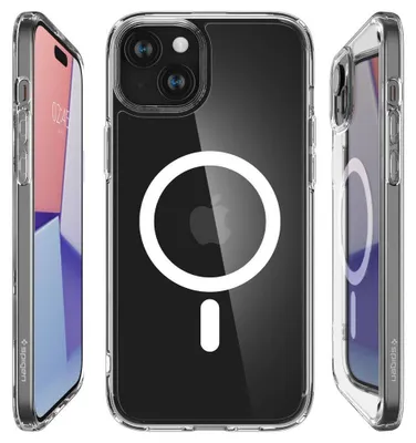 Produktbild von Spigen ACS06802, Cover, Apple, iPhone 15, 15,5 cm (6.1"), Transparent, Weiß