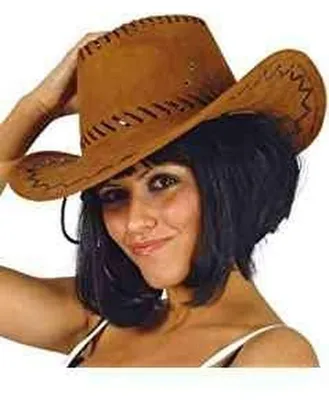 Productafbeelding van Bruine leren cowboyhoed voor themafeesten