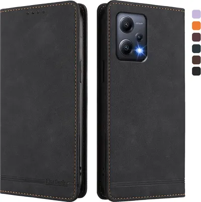 Immagine prodotto di Custodia per Xiaomi Poco X5/Redmi Note 12 5G, retro custodia flip in Finto cuoio con supporto e slot per schede Nero