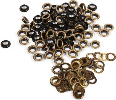 Zdjęcie produktu dla Oczka LiebeWH, okrągłe oczka, brązowe, czarne, złote, dekoracja, akcesoria do odzieży, skóry, płótna (8 mm 100 zestawów)