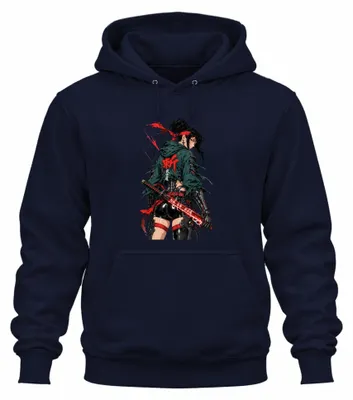 Imagen del producto de Sudadera con capucha estilo cyberpunk, diseño de samurái, katana, Japón, anime, estética Y2K, modelo "ronin", color azul marino, talla M