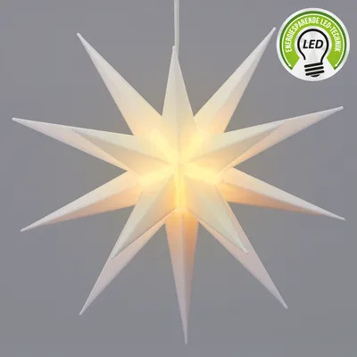 Produktbild von Leuchtstern aus Kunststoff Weihnachststern zum hängen beleuchtet in weiß inkl. Leuchtmittel Ø 35cm