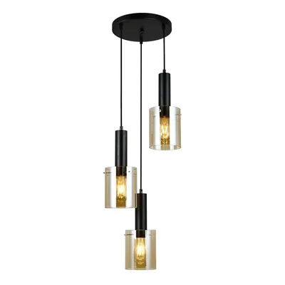 Zdjęcie produktu dla Żyrandol Italux Sardo nowoczesny czarny PND-5581-3A-BK+AMB