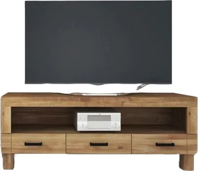 Produktbild von TV-Board Ringo aus Wildeiche massiv 158x45x61 cm mit 3 Schubladen