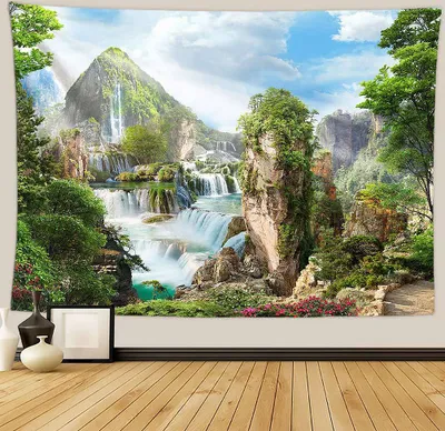 Produktbild von Urlaub Wandteppich Wohnkultur Landschaft Wandteppich Wohnzimmer Schlafzimmer Dekoration Wandteppich Zimmer Vorhang Strandtuch (180cm x 230cm, Farbe 23)