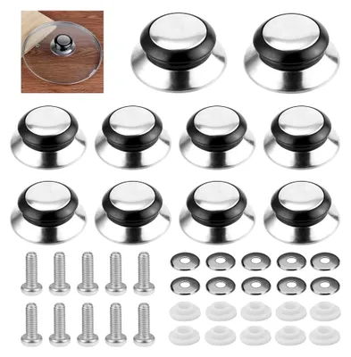 Produktbild von 10 Stück Topfdeckelgriffe, Edelstahl Deckelknöpfe für Glasdeckel, Hitzebeständige und Verbrühungshemmende Griffe für Pfannen und Kochgeschirr