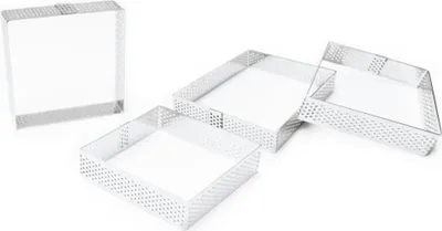 Immagine prodotto di 4 anelli forati individuali per torte, quadrati - 8,8 x 8 cm