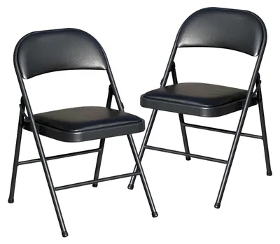 Klappstuhl Set 2er, gepolstert, schwarz, Kunstleder, bis 136 kg